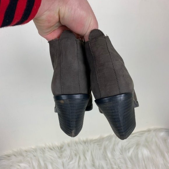 Eileen Fisher Murphy Grey Stacked Heel Ankle Boot - Picture 6 of 7